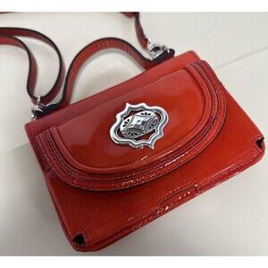 Brighton Mini Handle Bag Removable Crossbody Strap Patent Leather Red Rare